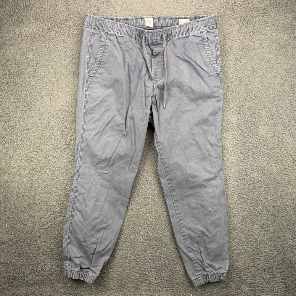 Gap Essential Jogger Mens Large Gray‎ Cotton Elastic Waist Drawstring Pants L
